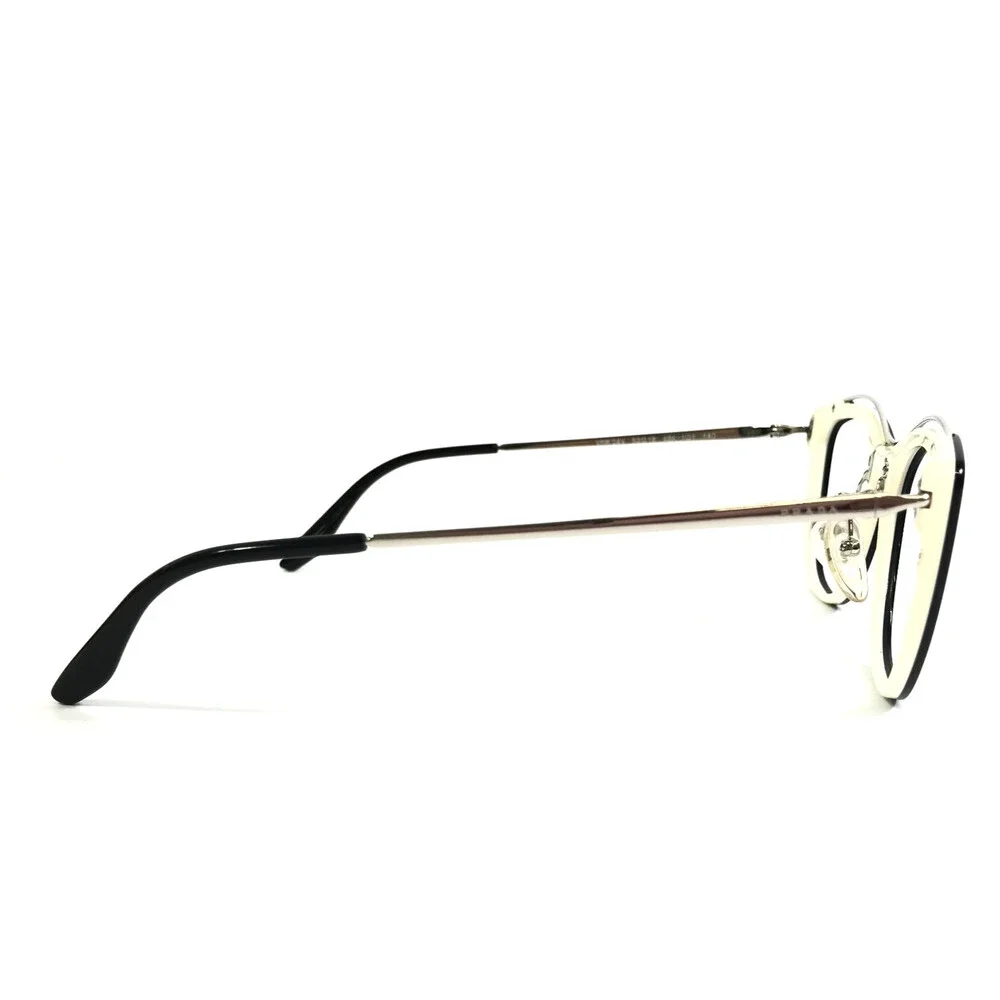 Prada Eyeglasses Frames VPR04V 4BK-1O1 Black White Silver Full Rim 53-18-140